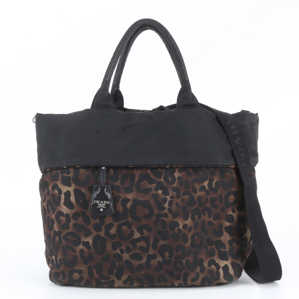 Prada Tessuto Nylon Reversible Leopard Print 2-Way Shoulder Bag/Tote Bag for ...